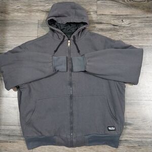 Walls Work Wear Lined Hoodie Mens Large Gray Zip Sweatshirt Jacket Coat